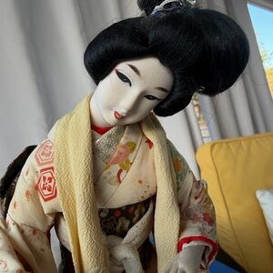 Vintage Elegant Japanese Geisha Doll with Kimono